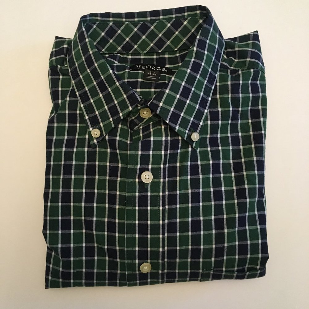George Green Blue Plaid Button Down Shirt